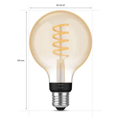 Išmanioji LED lemputė Philips Hue G93 Edison šiltai balta E27 7W (vintažinė) - 8