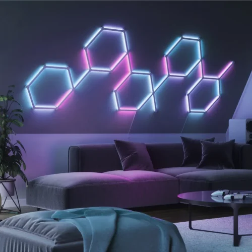 Išmaniojo sieninio LED šviestuvo ilginimas Nanoleaf Lines 60 spalvota 3vnt. - 4