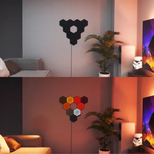 Išmaniojo sieninio LED šviestuvo ilginimas Nanoleaf Shapes Black Hexagon spalvota 3vnt. - 4