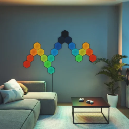 Išmaniojo sieninio LED šviestuvo ilginimas Nanoleaf Shapes Black Hexagon spalvota 3vnt. - 3