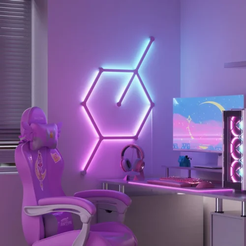 Išmaniojo sieninio LED šviestuvo rinkinys Nanoleaf Lines 60 Skin Pink spalvota 9vnt. - 4