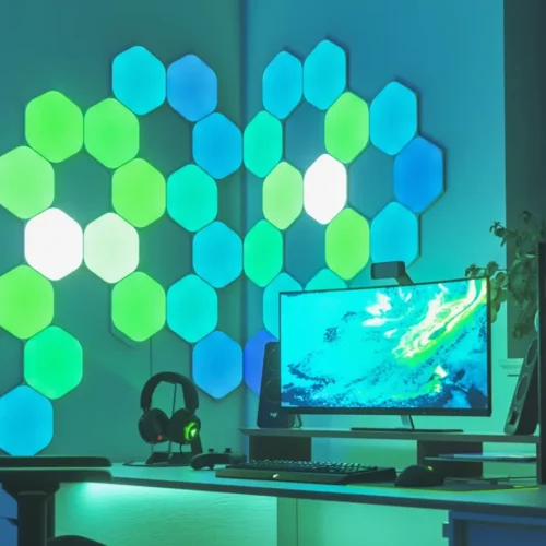 Išmaniojo sieninio LED šviestuvo rinkinys Nanoleaf Shapes Black Hexagons spalvota 9vnt. - 4