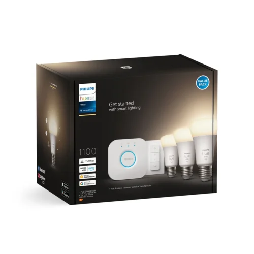 Išmaniųjų LED lempučių rinkinys Philips Hue šiltai balta E27 9,5W 3vnt. + jungiklis + centralė - 3