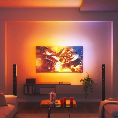 Išmanusis televizoriaus LED apšvietimo veidrodis Nanoleaf 4D su LED šviestuvais (ekranui iki 85 colių) - 5