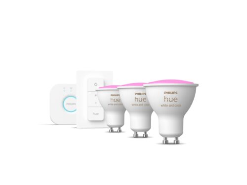 Išmaniųjų LED lempučių rinkinys Philips Hue spalvota GU10 5,7W 3vnt. + jungiklis + centralė - 1