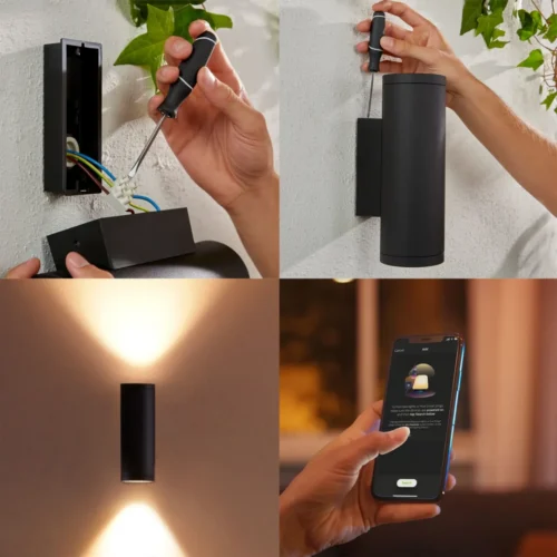 Išmanusis sieninis lauko šviestuvas Philips Hue Appear 8W (juodas) - 7