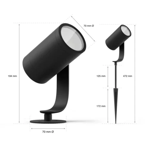 Išmanusis taškinis lauko šviestuvas Philips Hue Lily spalvota 24V 8W 3vnt. - 8